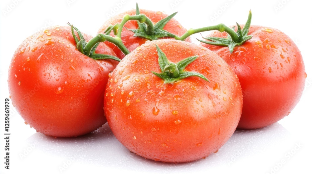 Fresh vine-ripened tomatoes on white background Fresh vine-ripened tomatoes on white background