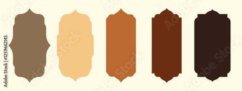 Set of Islamic door and arabic window Shape Illustration. Muslim oriental shapes design for Ramadan.