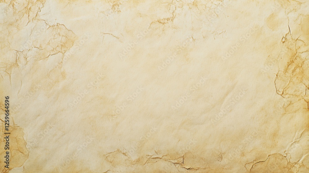 Obraz premium Bird's-Eye View of Blank Parchment Texture with Subtle Imperfections, Central White Space, and Weathered Surface: Ideal for Creative Design Projects with Text, Graphics, and Rustic Vintage Appeal