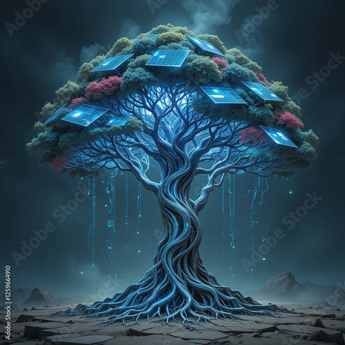 fantasy landscape with a tree