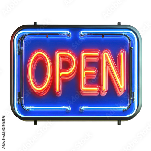 Bright Neon OPEN Sign Illuminating Nighttime Storefront with Welcoming Vibes
