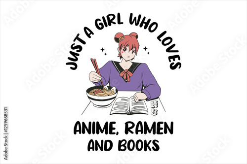 Anime ramen and book lover Design