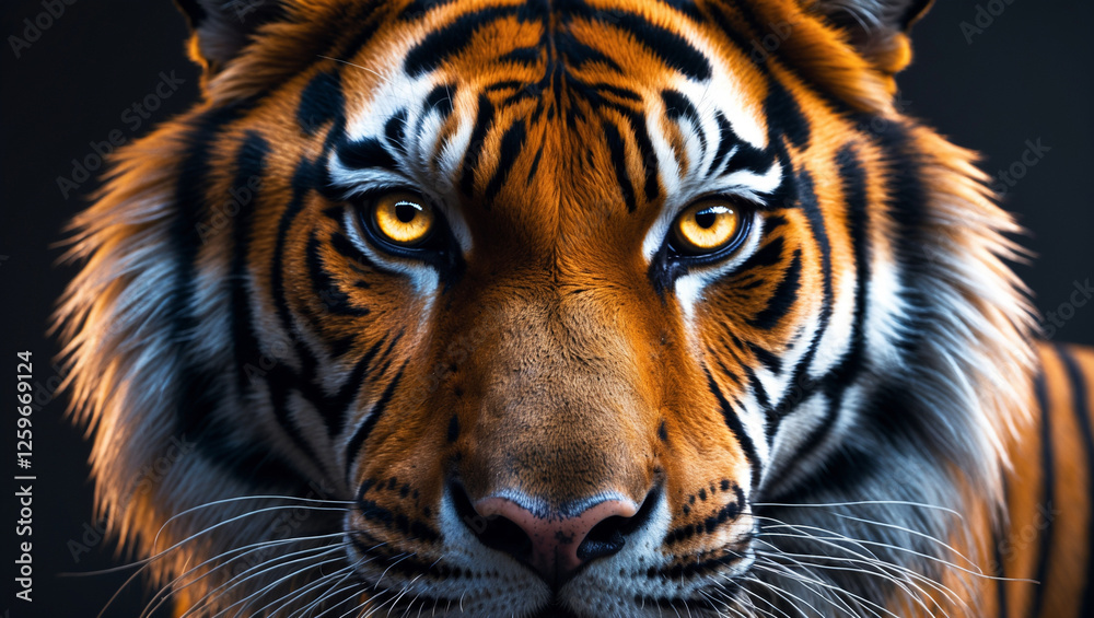 Obraz premium Stunning Close-Up of a Royal Bengal Tiger’s Face Created with Generative AI