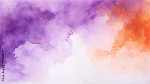Purple orange and white watercolor background.