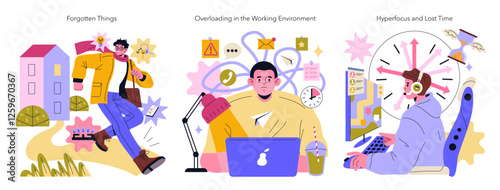ADHD Friendly. Flat Vector Illustration