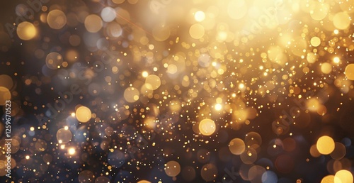 Golden fireworks burst against a black background, illuminating the night sky with festive sparks and shimmering bokeh effects.