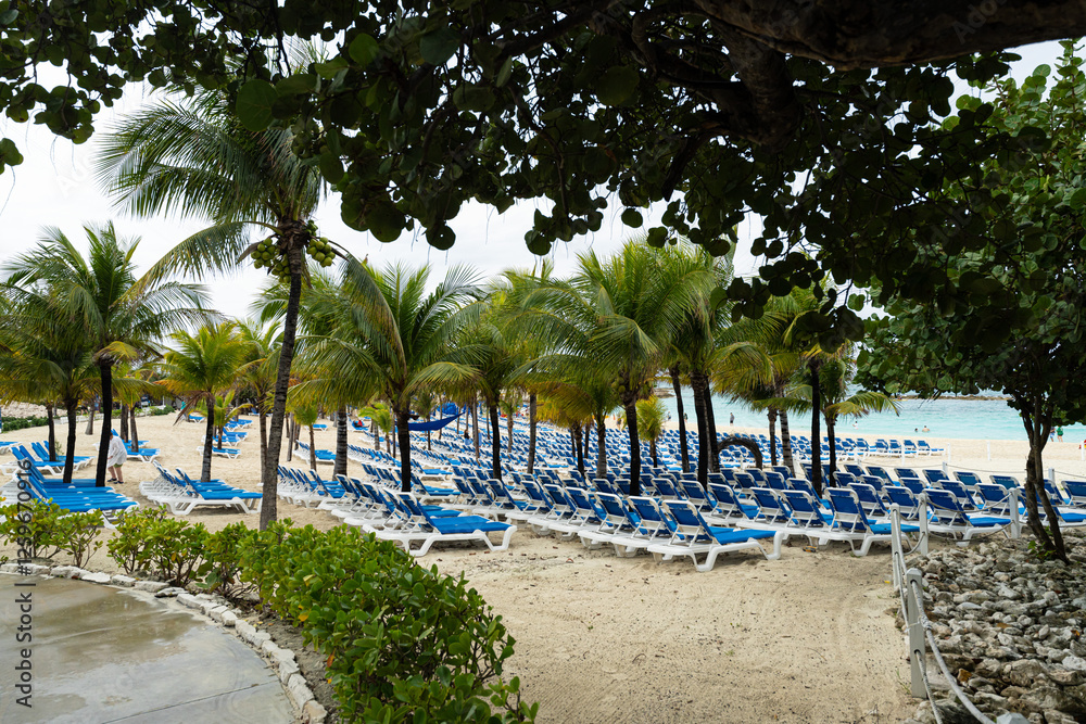 beach chairs on tropical island beach beach chairs on tropical island beach