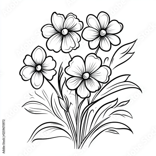 Simple Flower Coloring Book Pages Easy Illustrations for Kids 