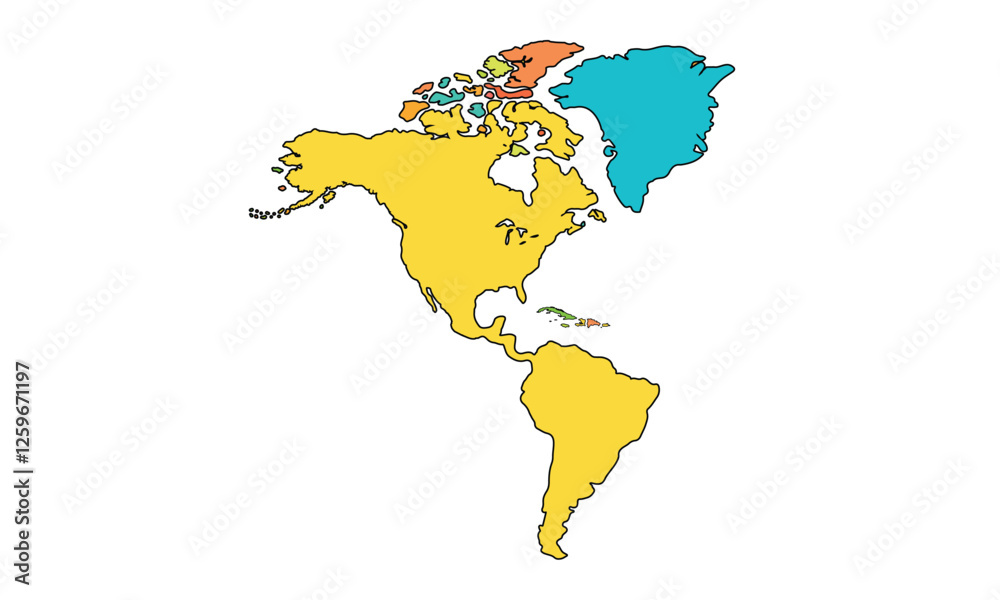 Obraz premium Map of North America , Colorful style , isolated on white background. Vector EPS.10