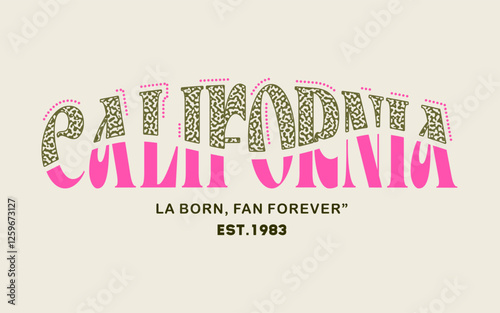 California typography slogan for t shirt printing, tee graphic design, vector illustration.