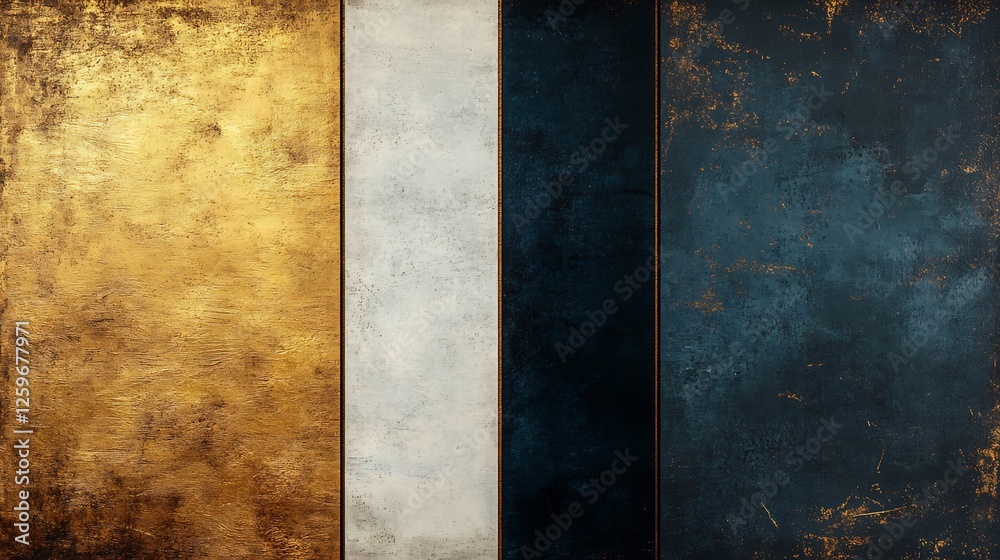 Textured Gold Silver Blue Background Panels. AI Generated Textured Gold Silver Blue Background Panels. AI Generated