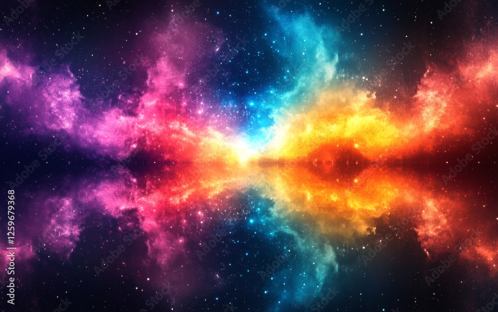 Fototapeta premium Abstract luminous cosmic reflections background. Featuring luminous cosmic reflections and bright colors. Emphasizing motion and depth. Ideal for space and artistic themes.