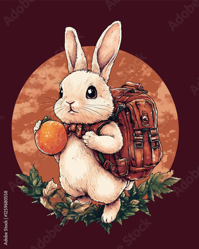 easter bunny with easter eggs Cartoon Illustration t shirt Graphic