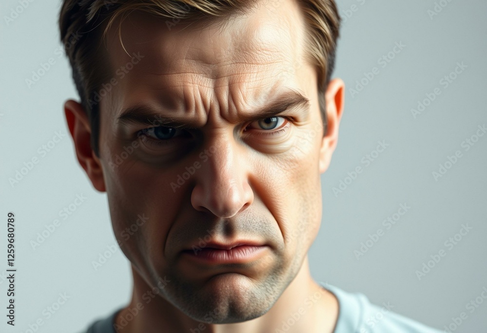 Angry male portrait with neutral background Angry male portrait with neutral background