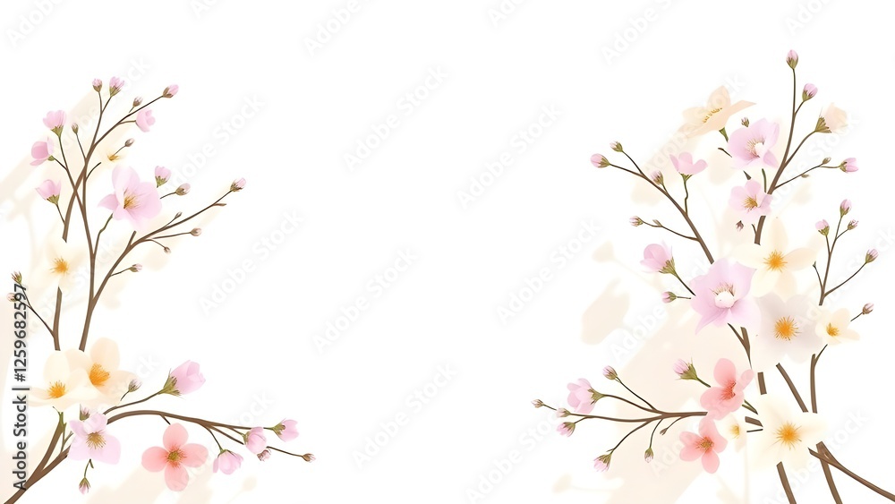 Fototapeta premium Spring border illustration.