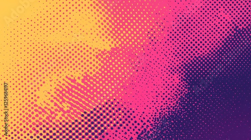 Wallpaper Mural Vibrant halftone texture blends warm yellows smoothly into cool purples creating a dynamic abstract background. AI Generated Torontodigital.ca