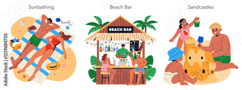Beach Vacation. Flat Vector Illustration