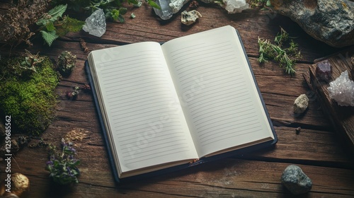 Open Book on Rustic Wooden Background