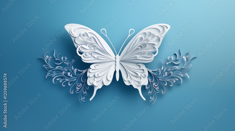paper cut art of a delicate butterfly soft graden,generative ai illustration paper cut art of a delicate butterfly soft graden,generative ai illustration