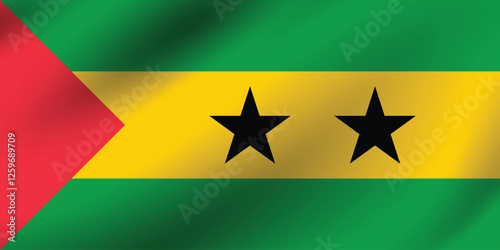 Flag of SAO Tome and Principe. SAO Tome and Principe flag official size and color standards digital vector illustration. Waving flag.