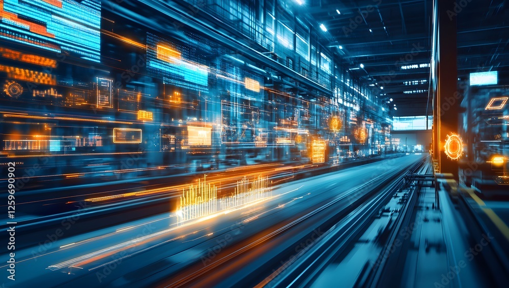 Futuristic factory data stream tunnel Futuristic factory data stream tunnel