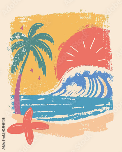 vector illustration of a tropical beach