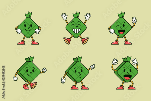 Ketupat Shape Cartoon Character