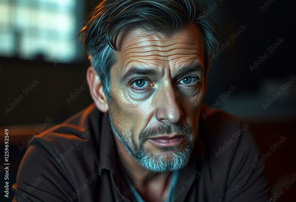 Moody portrait of an old man trying to look young and rebellious