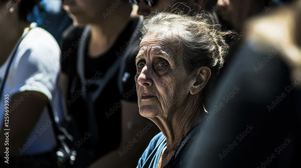 Emotion in Street Photography of Elderly Woman in France Emotion in Street Photography of Elderly Woman in France