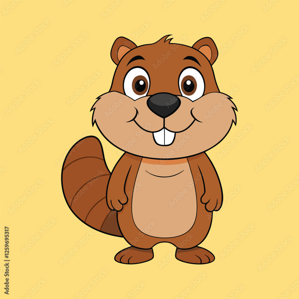 Fototapeta premium Cute cartoon beaver cartoon vector illustration