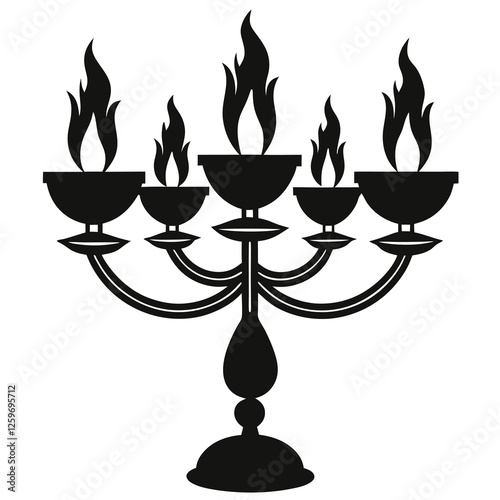 silhouette vector of floating candelabra with flickering flames