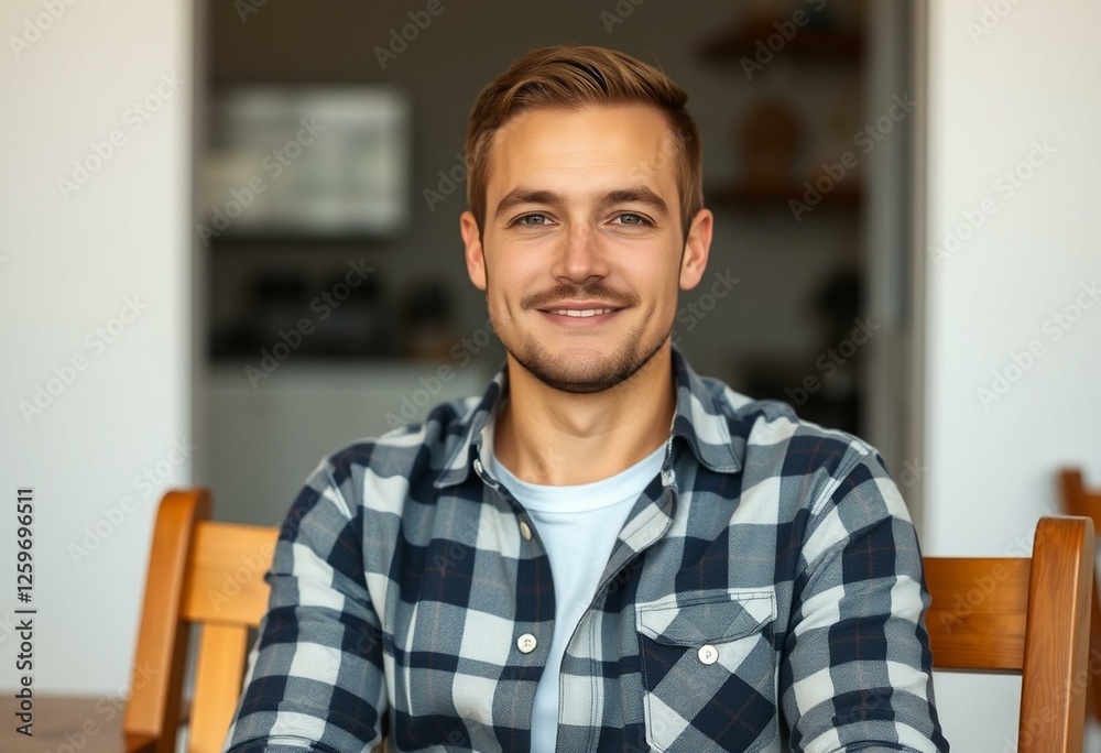 Portrait of a male person in flannel shirt Portrait of a male person in flannel shirt