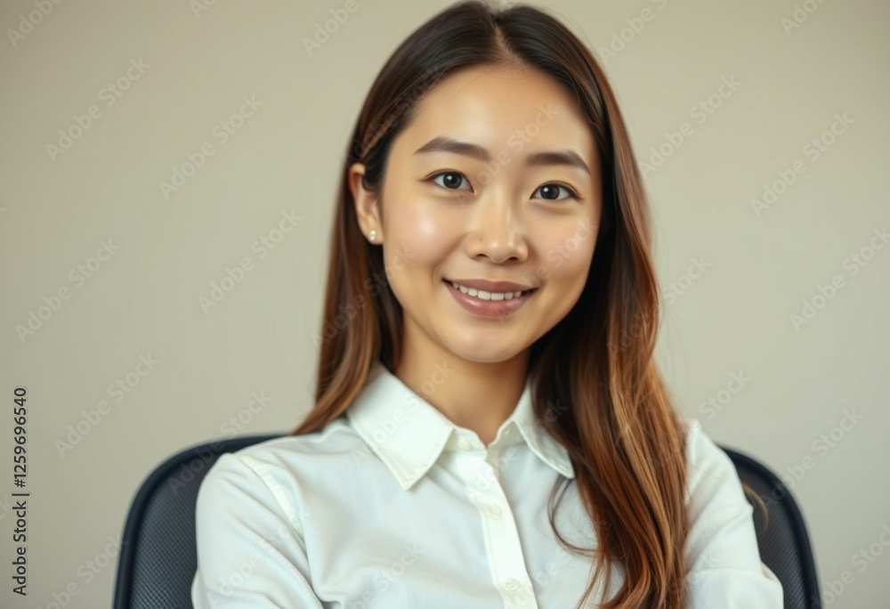 Female student in a professional setting with a neutral expression Female student in a professional setting with a neutral expression