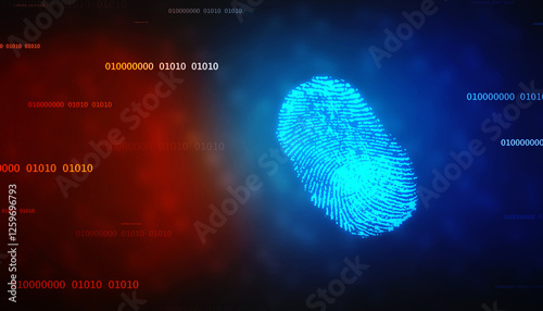 Abstract security system concept with fingerprint on technology background, Fingerprint Scanning Identification System. Biometric Authorization and Business Security Concept
