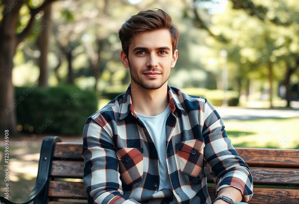 Photorealistic portrait of a male in flannel shirt Photorealistic portrait of a male in flannel shirt