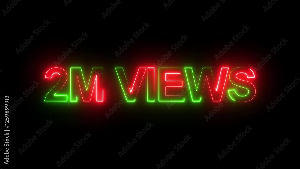 2M views text animation by cyan pink color neon on black background. social media views counter -2M views 2M views text animation by cyan purple color neon on black background.