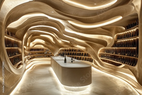 Modern wine cellar design contemporary architecture interior space elegant ambiance high fidelity features