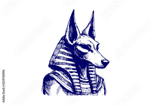 Anubis hand drawn sketch vector