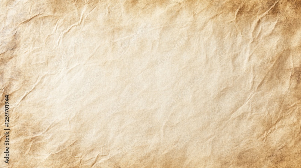 Soft Aged Parchment with Subtle Creases: Nostalgic and Authentic Appearance with Central Space for Text and Images, Warm Diffused Lighting Soft Aged Parchment with Subtle Creases: Nostalgic and Authentic Appearance with Central Space for Text and Images, Warm Diffused Lighting