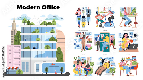 Modern Office. Flat Vector Illustration
