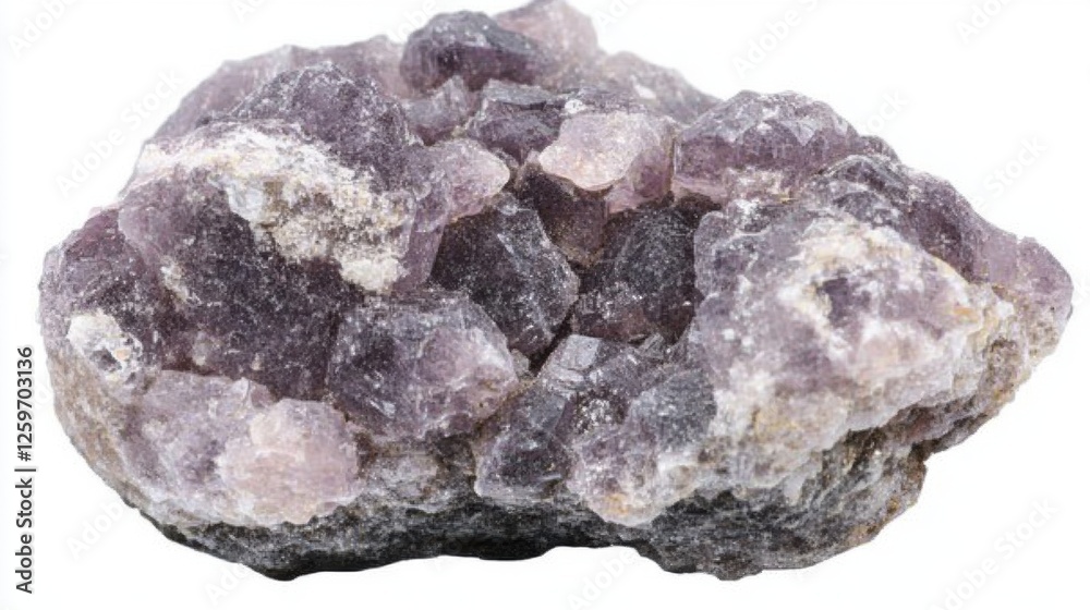 Purple Crystal Rock With Intricate Texture and Natural Beauty Displayed on White Background Purple Crystal Rock With Intricate Texture and Natural Beauty Displayed on White Background