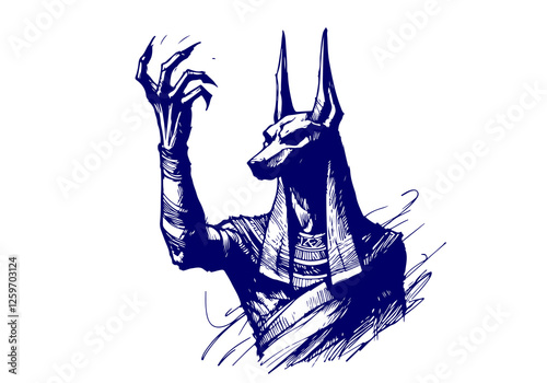 Anubis hand drawn sketch vector