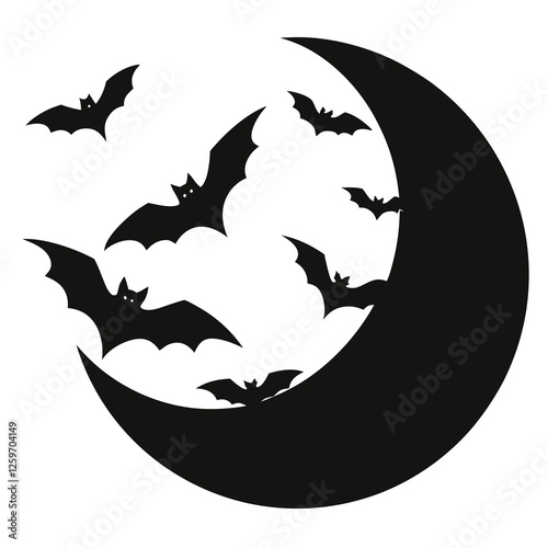 vector of a bats flying over a full moon