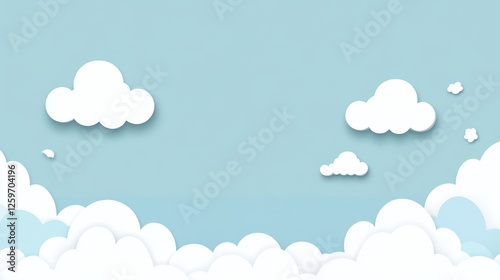 Light Blue Background with White Bokeh and Clouds.