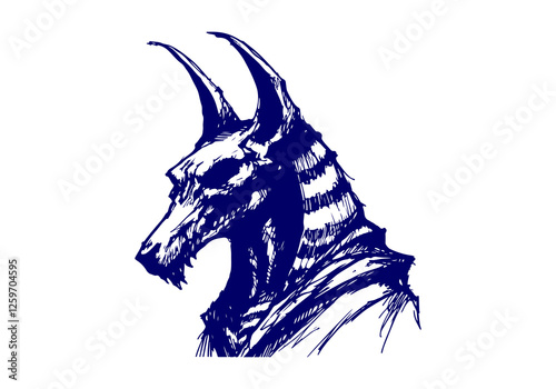 Anubis hand drawn sketch vector