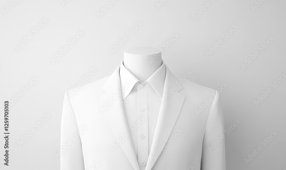 White suit on headless mannequin, minimalist studio background, fashion concept White suit on headless mannequin, minimalist studio background, fashion concept