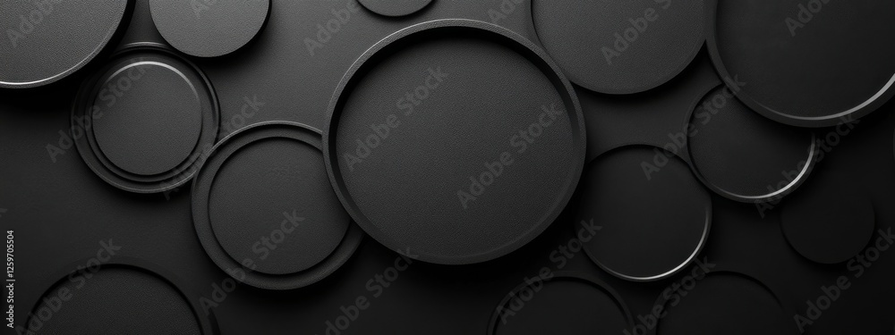 Minimalistic Circular Pattern on Black Background for Design Banner Template with Central White Space for Text. Abstract minimalist wallpaper with copy space on black background. Minimalistic Circular Pattern on Black Background for Design Banner Template with Central White Space for Text. Abstract minimalist wallpaper with copy space on black background.