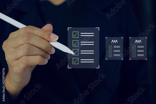 The woman pointed to the document file where there was a checkmark in the documents.