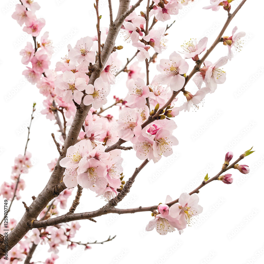 Pale pink peach blossom tree isolated on transparent background Pale pink peach blossom tree isolated on transparent background