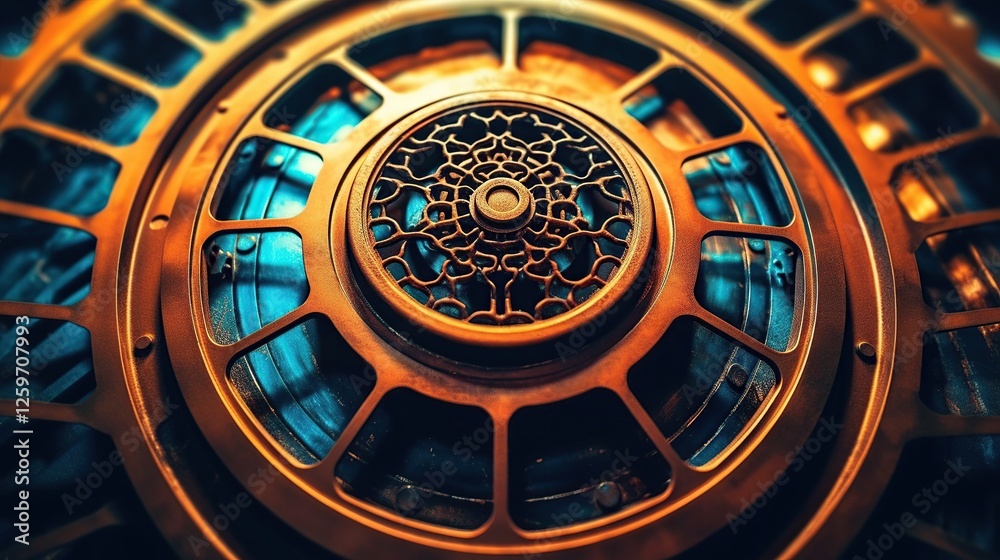 Obraz premium Intricate Vintage Gear Mechanism with Metallic Details and Patterns